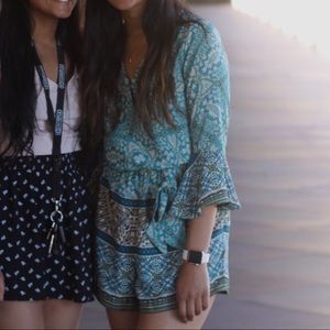 Batik Romper with Belled Sleeves